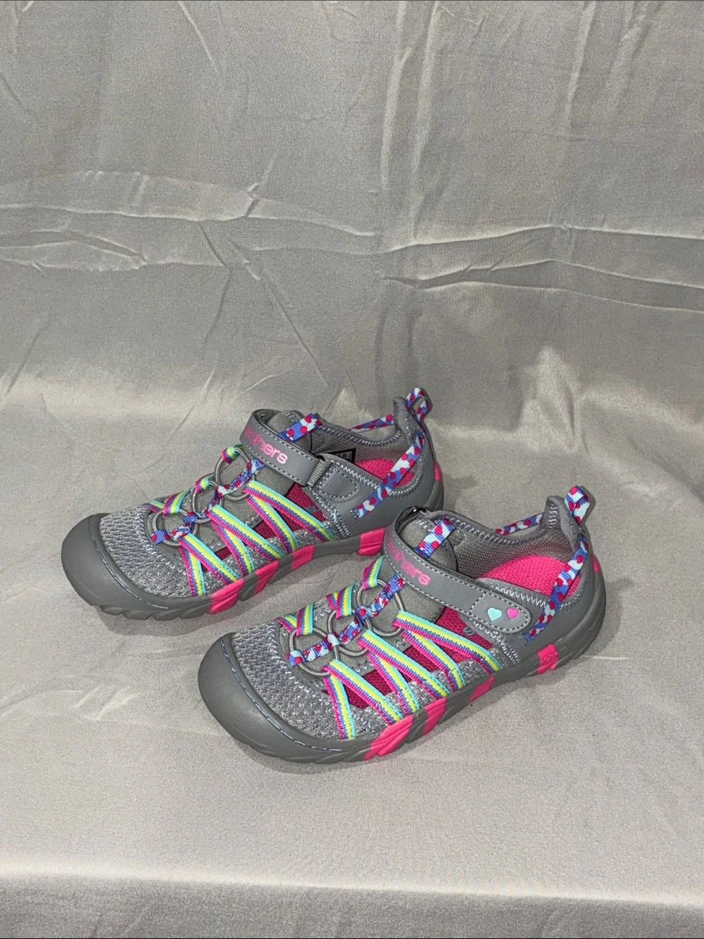 Skechers Gray Pink Multi-Color Kids Sandals